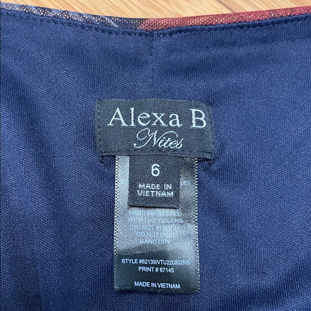 Alexa B Nites Maxi Dress Size 6 V Neck Floral Sleeveless Mesh Embellished Blue - Picture 9 of 15